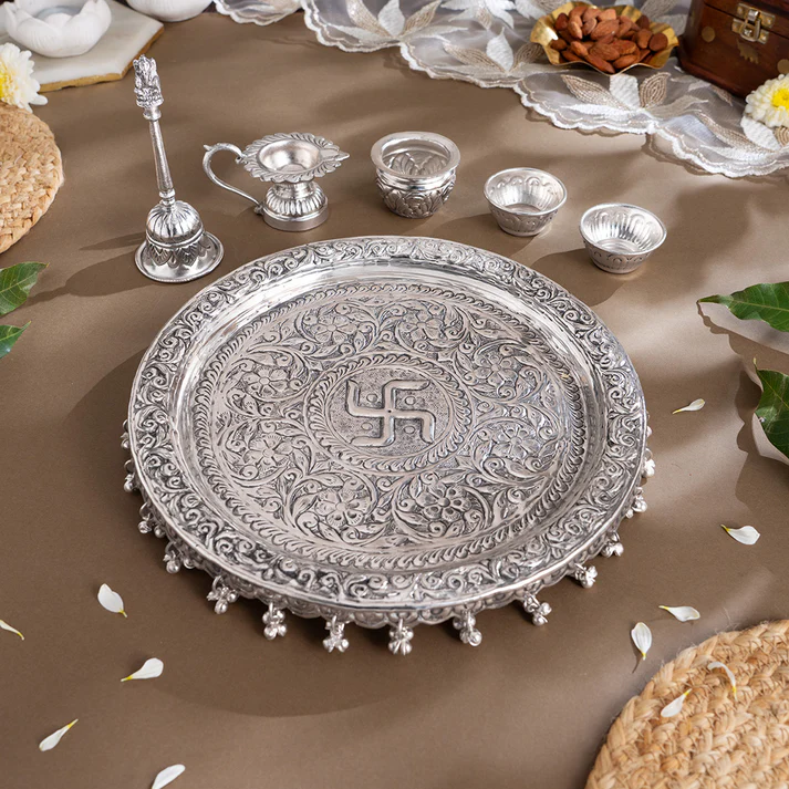 Pooja Thali -Silver Plated (10 Inch)